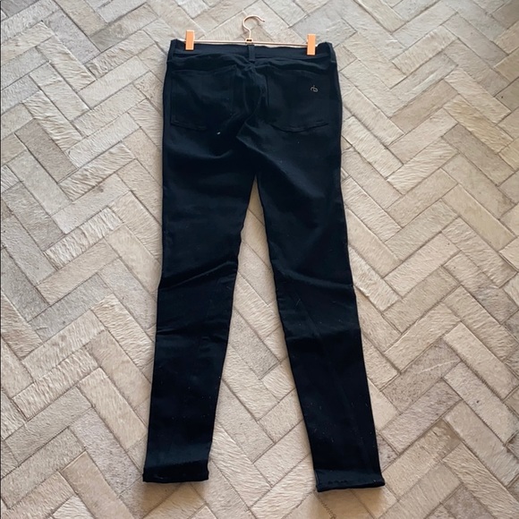 RAG & BONE Black Leather / Cotton Jeans - Picture 2 of 4